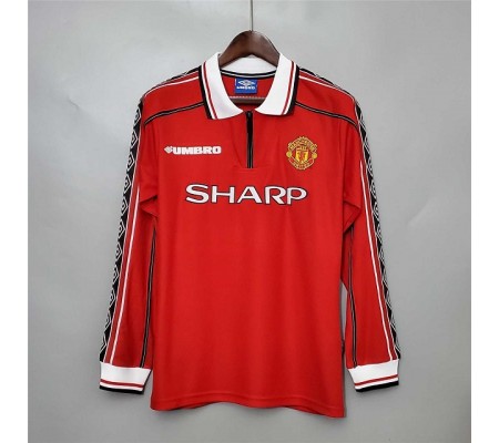 Manchester United 98/99 Home Red Long Sleeve Soccer Jersey